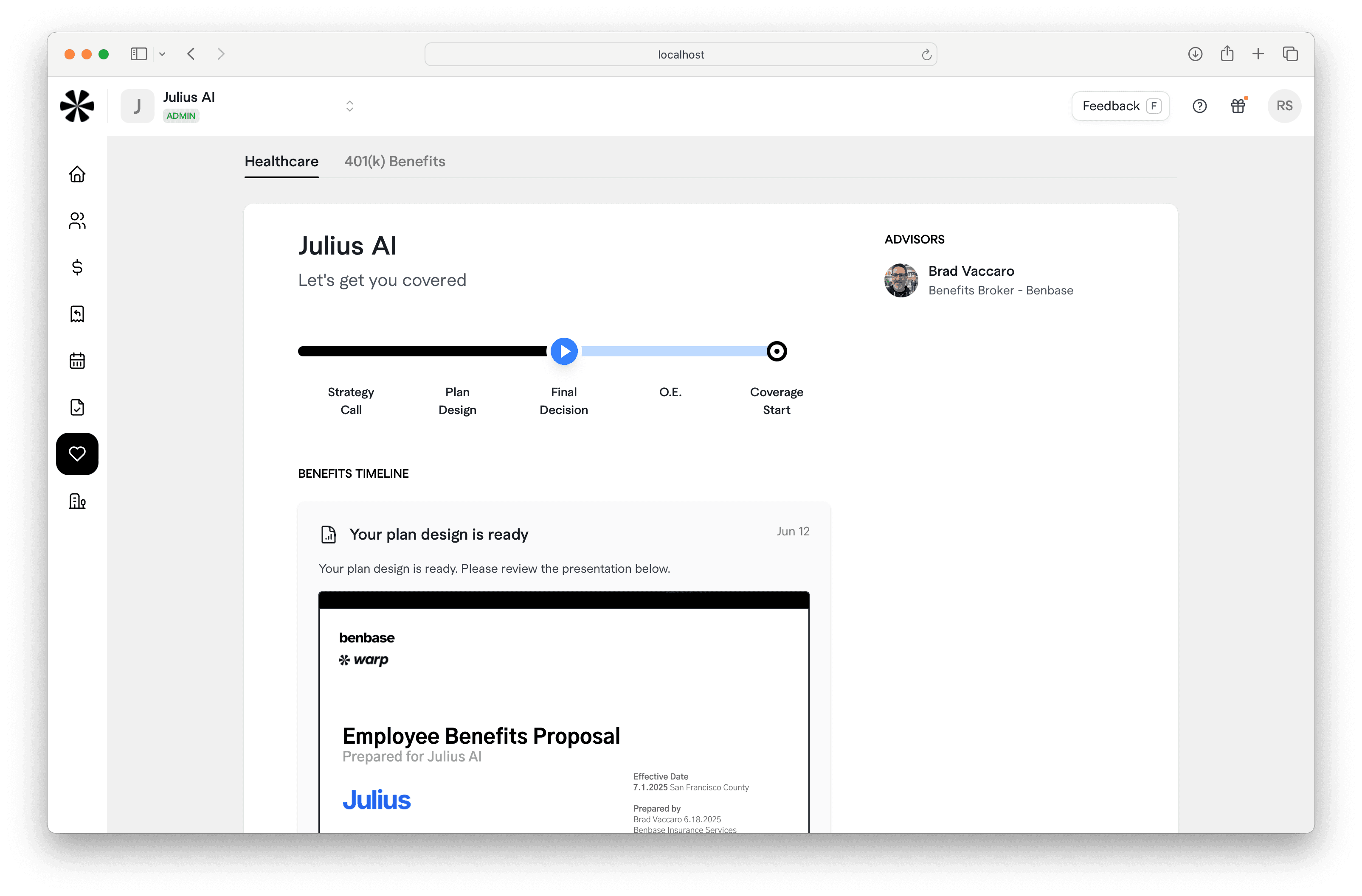 benbase embed in warp