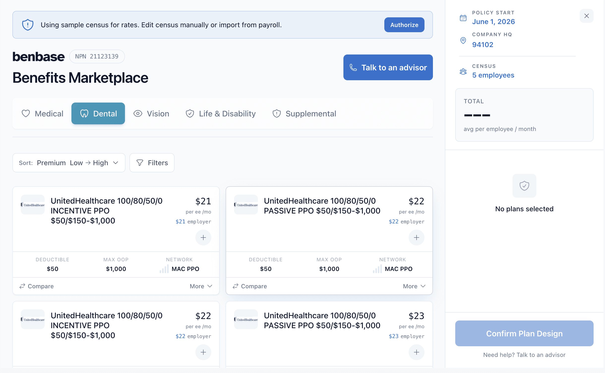 Employer Flow embedded in a partner page